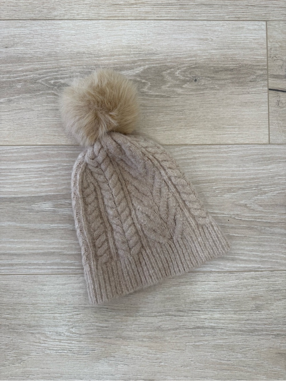 Club Monaco Cream Alpaca Wool Blend Pom Pom Beanie
